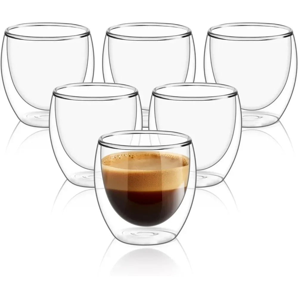 Double Wall Mug - 6 шт. прозрачные стеклянные кофейные кружки