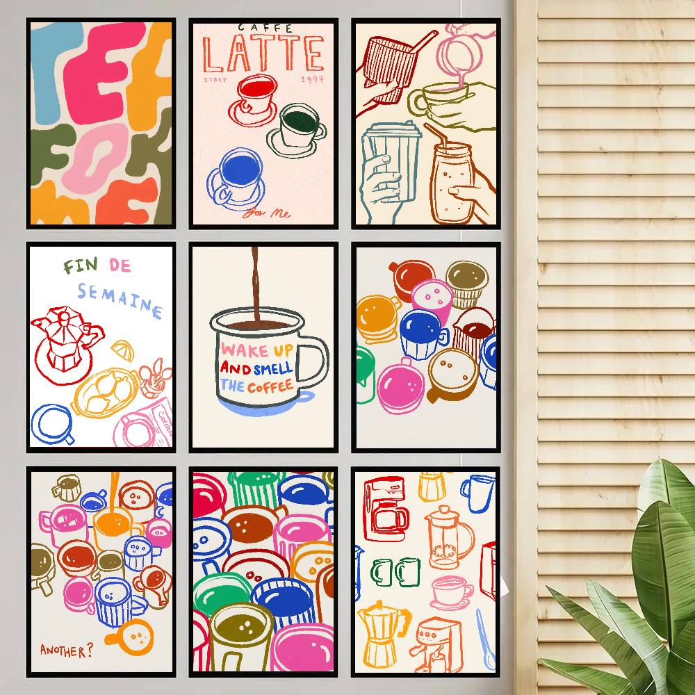 Wallpaper Coffee And Tea - Эстетичный ретро-постер для кухни: кофе, латте,