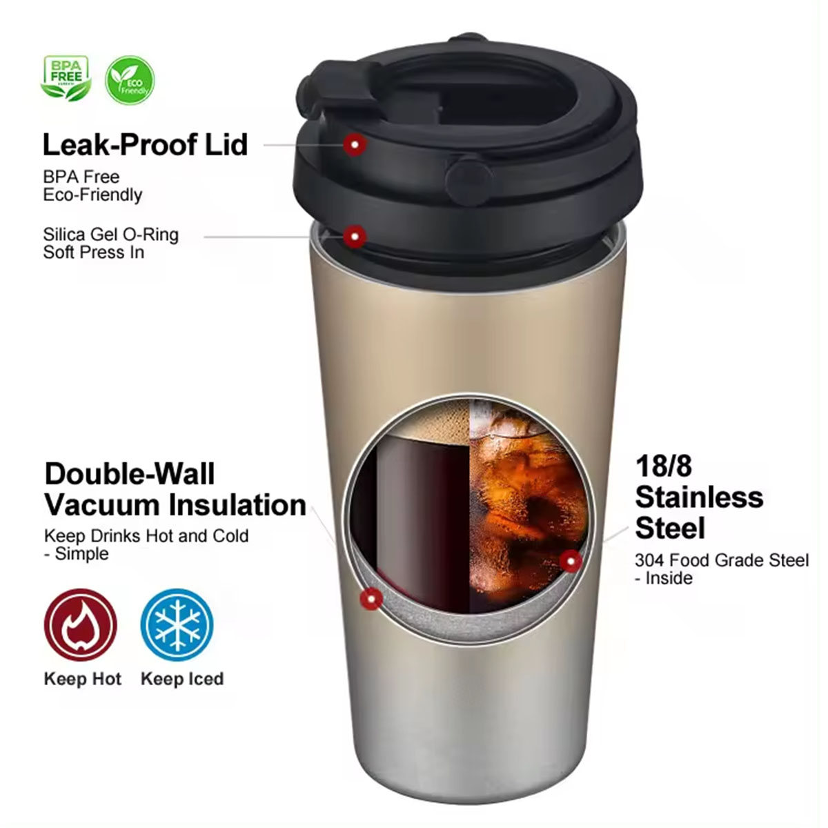 Термокружка для путешествий 16 – обзор и цена Double Wall Mug